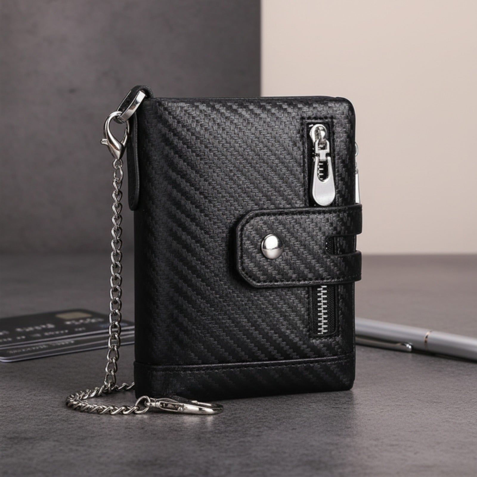 Portefeuille Homme Fibre de Carbone avec Blocage RFID - Porte-cartes fin et élégant